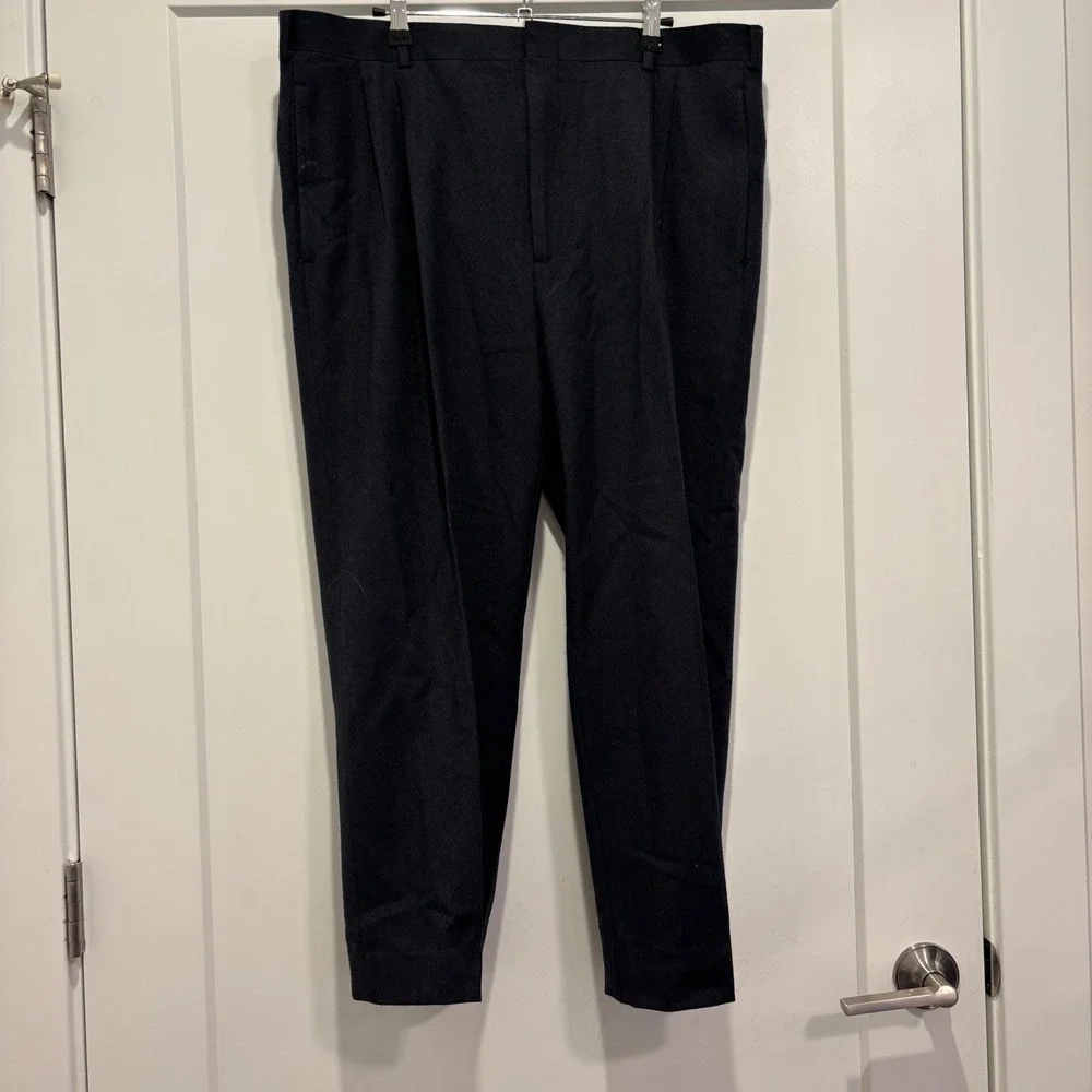 Mark Shale Mens Navy Blue Wool Textured Dress Pants Trousers 36x25
